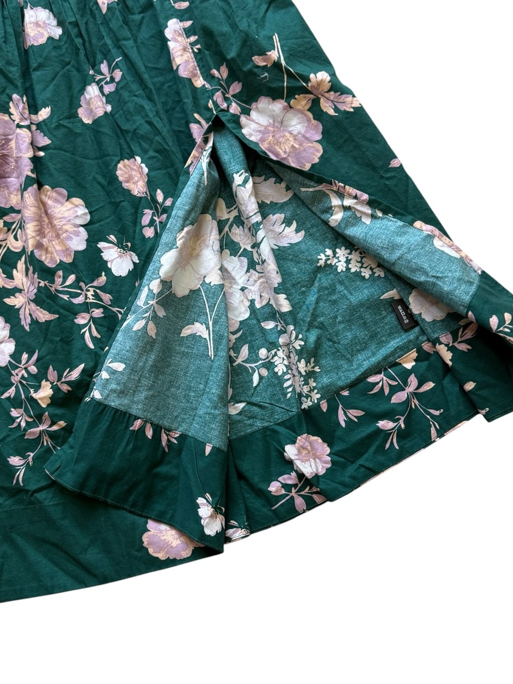 Free People Green Floral Corset Midi Dress S Cottagecore Slit Pockets Romantic - Picture 7 of 15